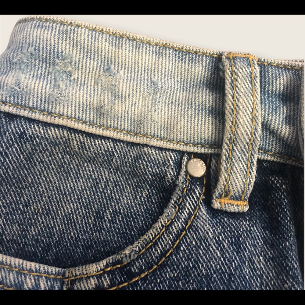 Pacsun Y2K two tone patchwork wash denim jean mini skirt - Picture 3 of 4